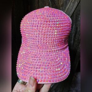 NWT Pink Rhinestone Trucker Baseball Cap